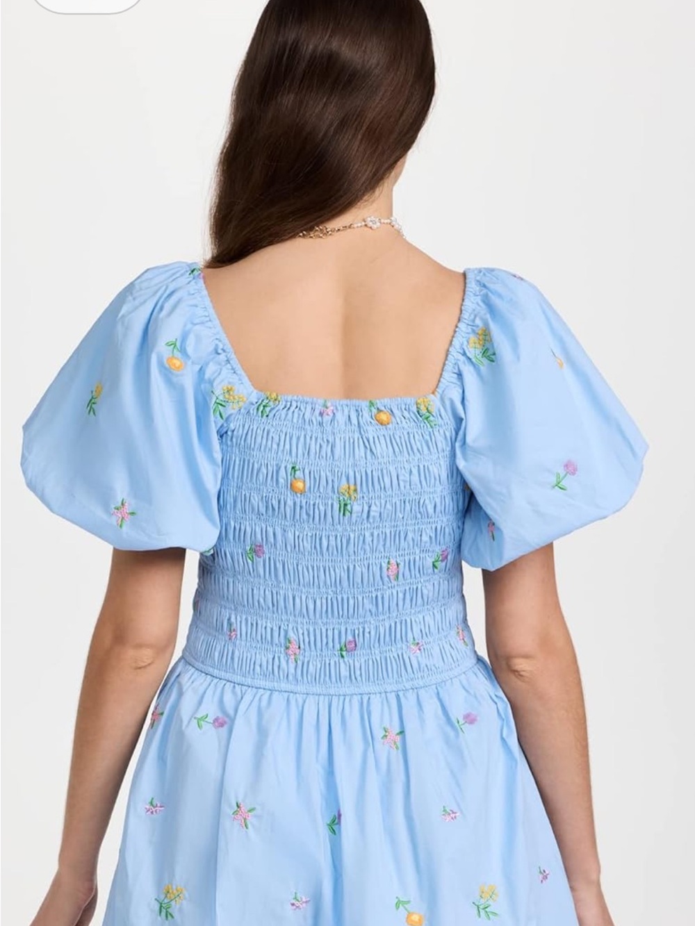 English factory smocked mini dress blue size small new - Picture 3 of 10